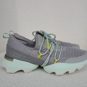 Sorel Women's Grey Mesh Sneaker with Mint Sole and Neon Accents
